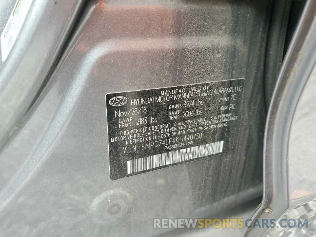 12 fotografías del automóvil dañado 5NPD74LF4KH440250 HYUNDAI ELANTRA 2019