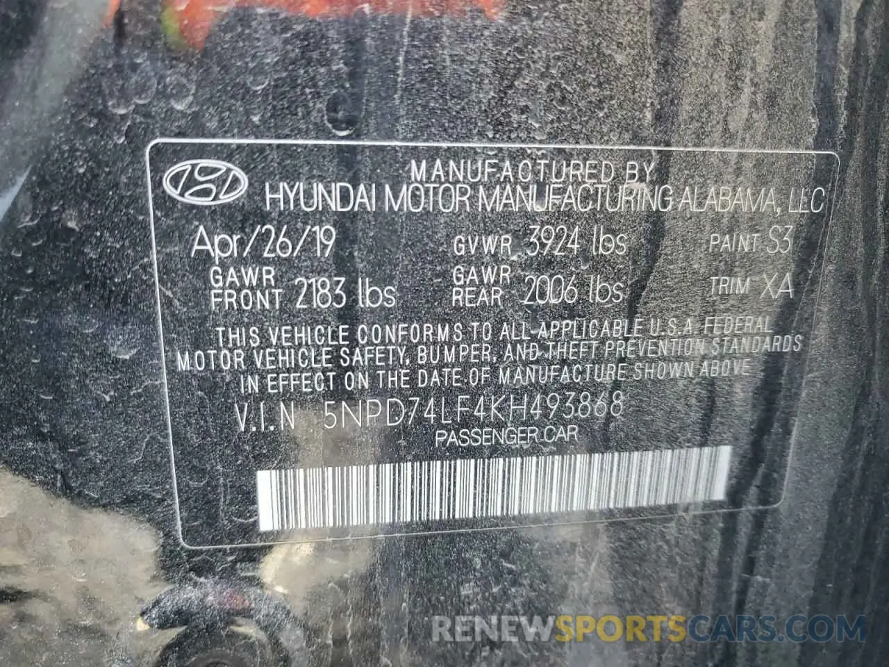14 fotografías del automóvil dañado 5NPD74LF4KH493868 HYUNDAI ELANTRA 2019