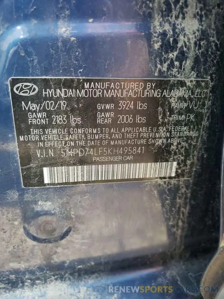 12 fotografías del automóvil dañado 5NPD74LF5KH495841 HYUNDAI ELANTRA 2019