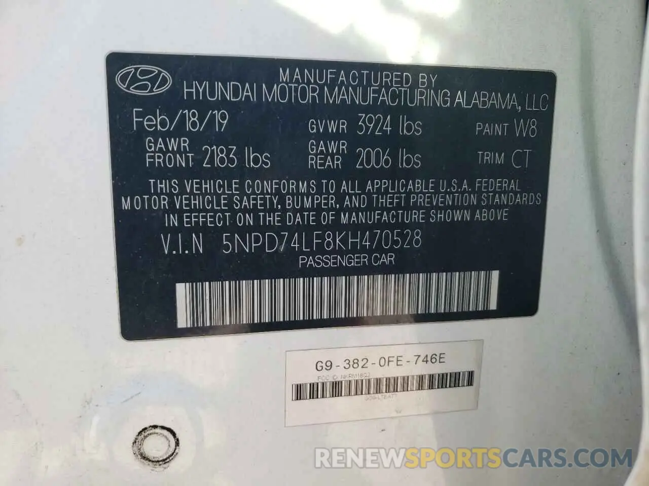 12 fotografías del automóvil dañado 5NPD74LF8KH470528 HYUNDAI ELANTRA 2019