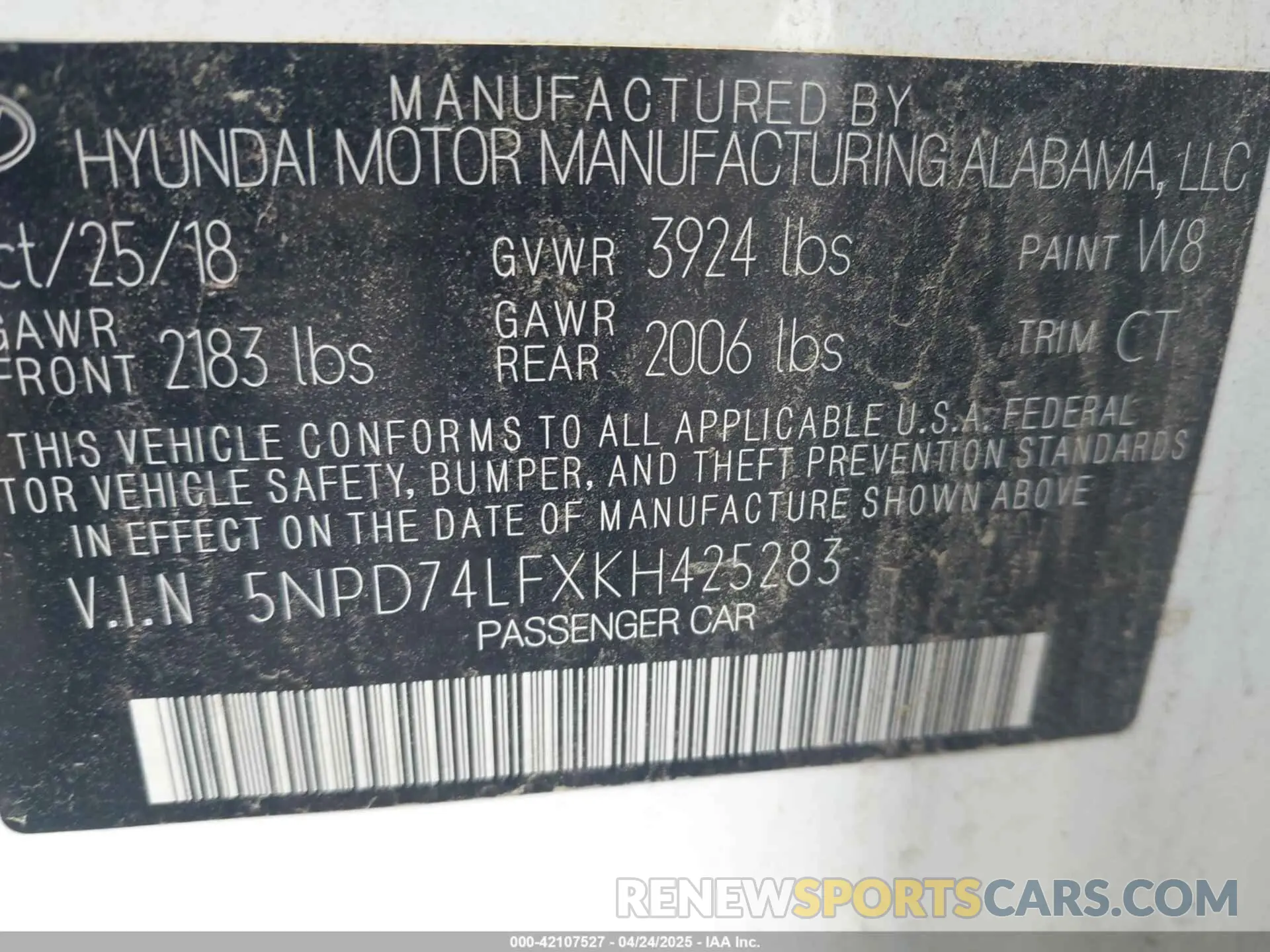 9 fotografías del automóvil dañado 5NPD74LFXKH425283 HYUNDAI ELANTRA 2019