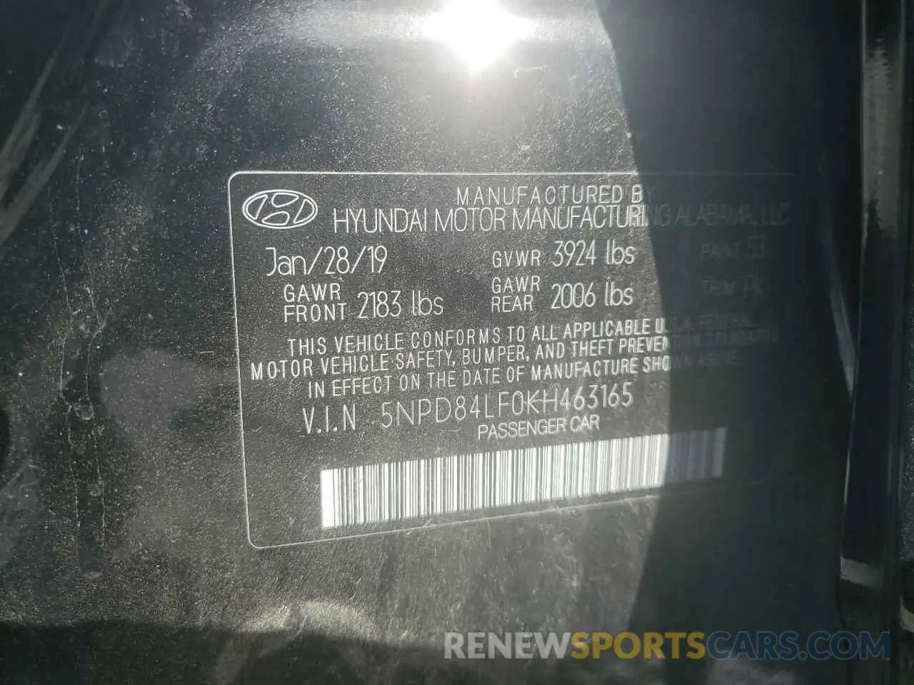 15 fotografías del automóvil dañado 5NPD84LF0KH463165 HYUNDAI ELANTRA 2019