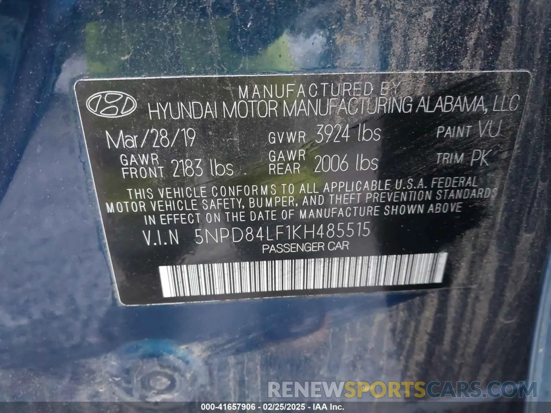 9 fotografías del automóvil dañado 5NPD84LF1KH485515 HYUNDAI ELANTRA 2019