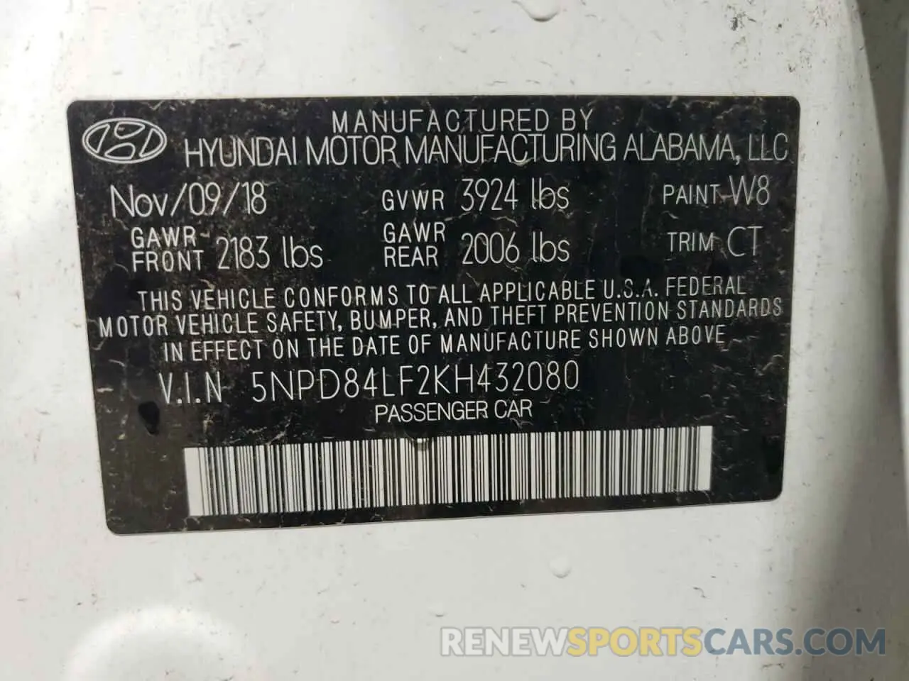 13 fotografías del automóvil dañado 5NPD84LF2KH432080 HYUNDAI ELANTRA 2019