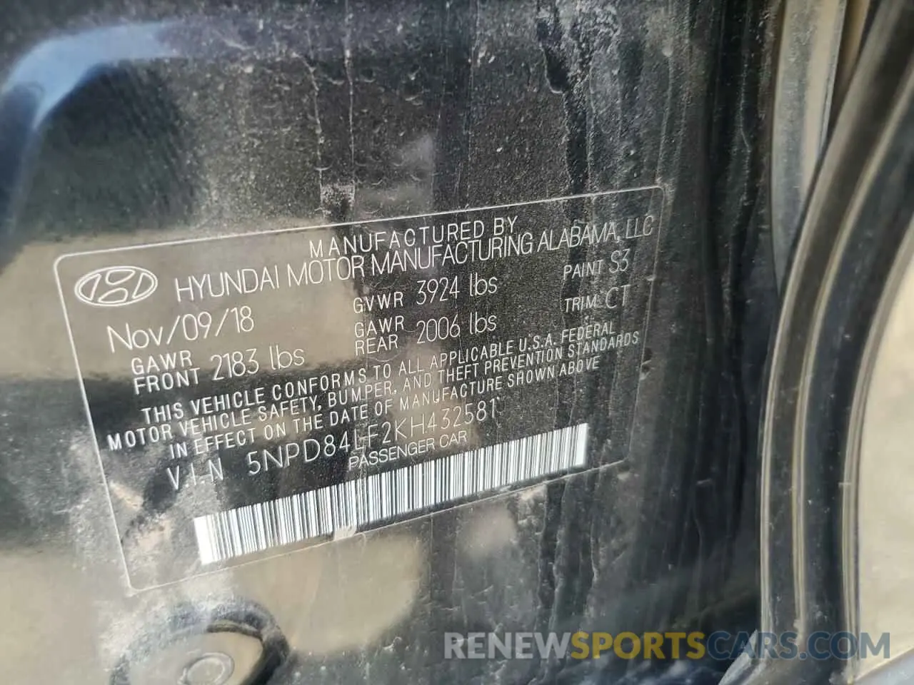 12 fotografías del automóvil dañado 5NPD84LF2KH432581 HYUNDAI ELANTRA 2019