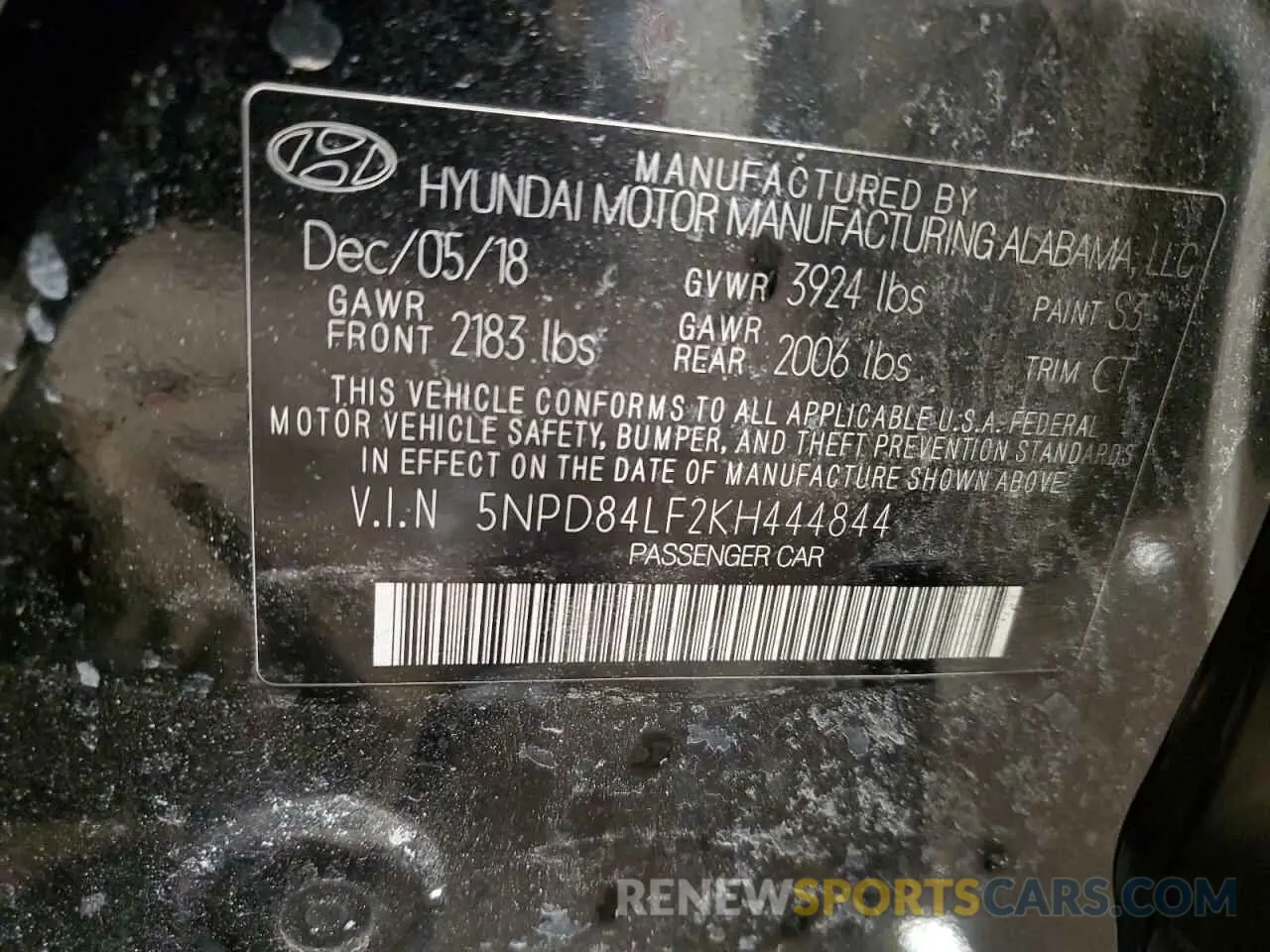 12 fotografías del automóvil dañado 5NPD84LF2KH444844 HYUNDAI ELANTRA 2019
