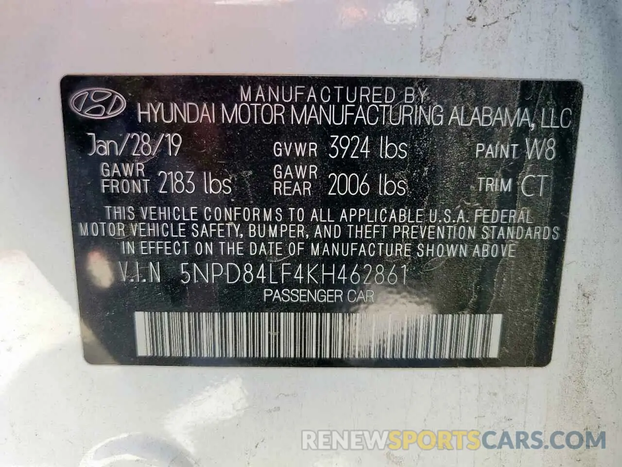 13 fotografías del automóvil dañado 5NPD84LF4KH462861 HYUNDAI ELANTRA 2019