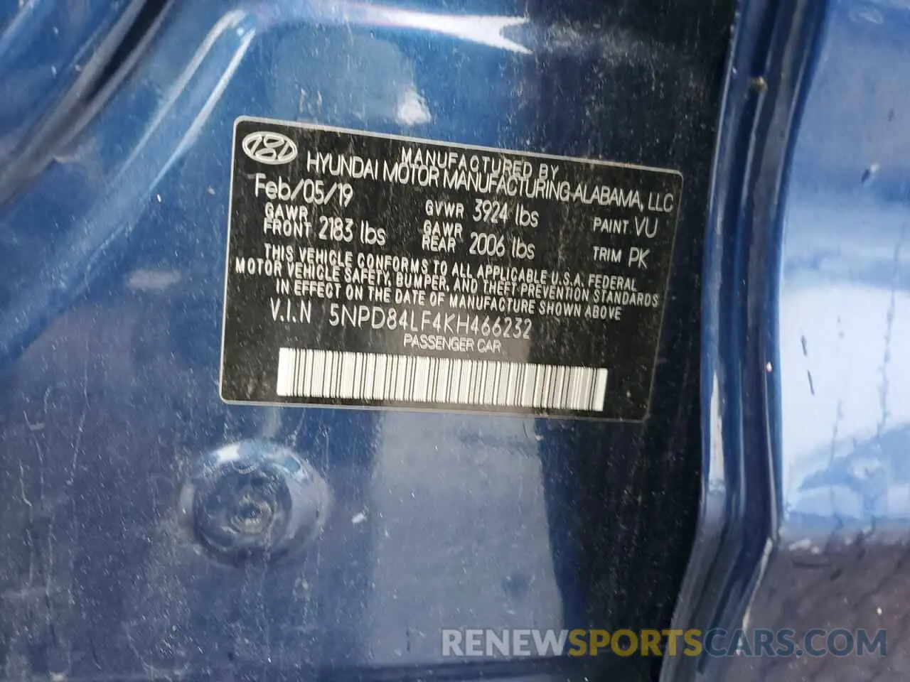 12 fotografías del automóvil dañado 5NPD84LF4KH466232 HYUNDAI ELANTRA 2019