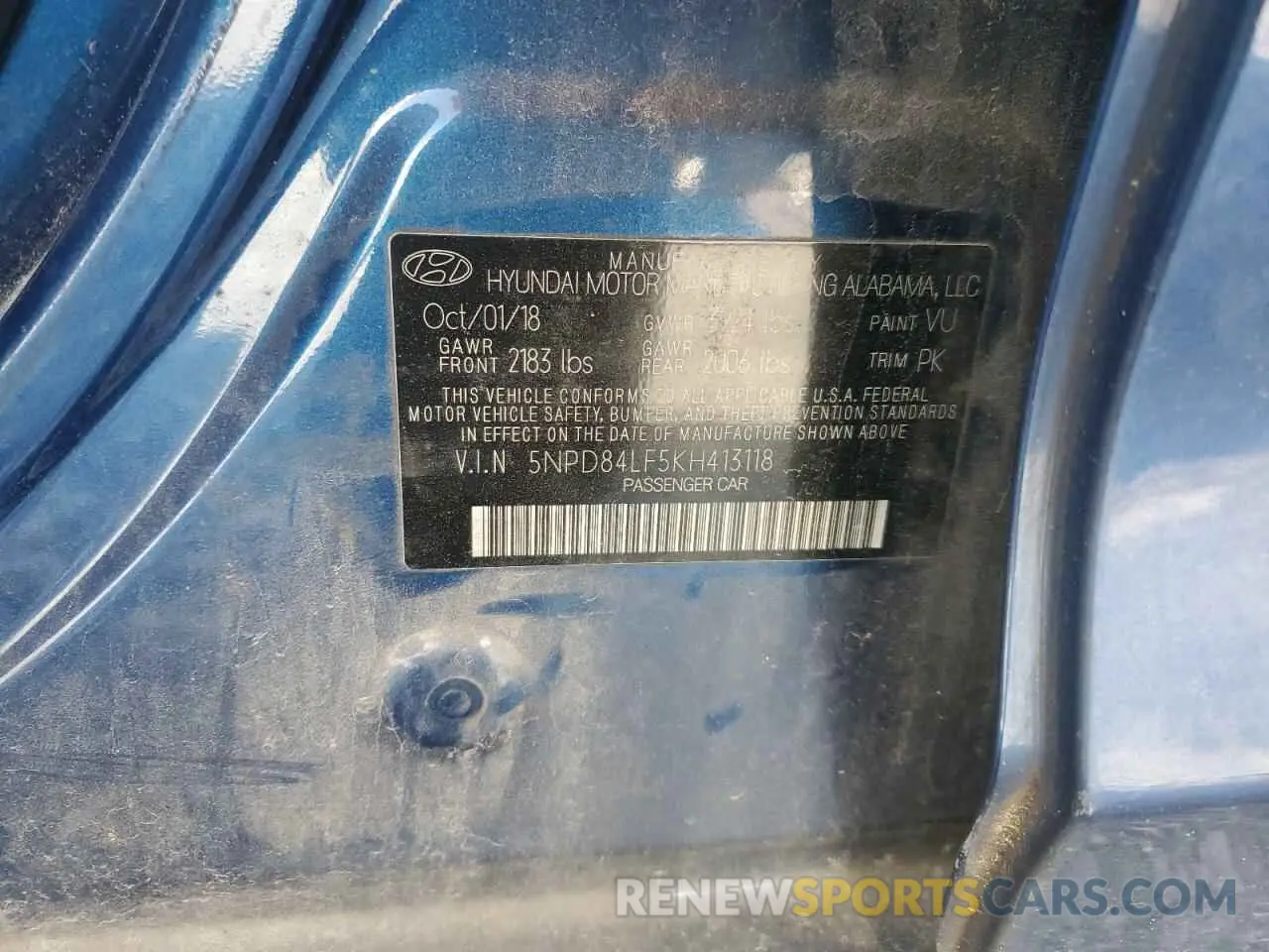 12 fotografías del automóvil dañado 5NPD84LF5KH413118 HYUNDAI ELANTRA 2019