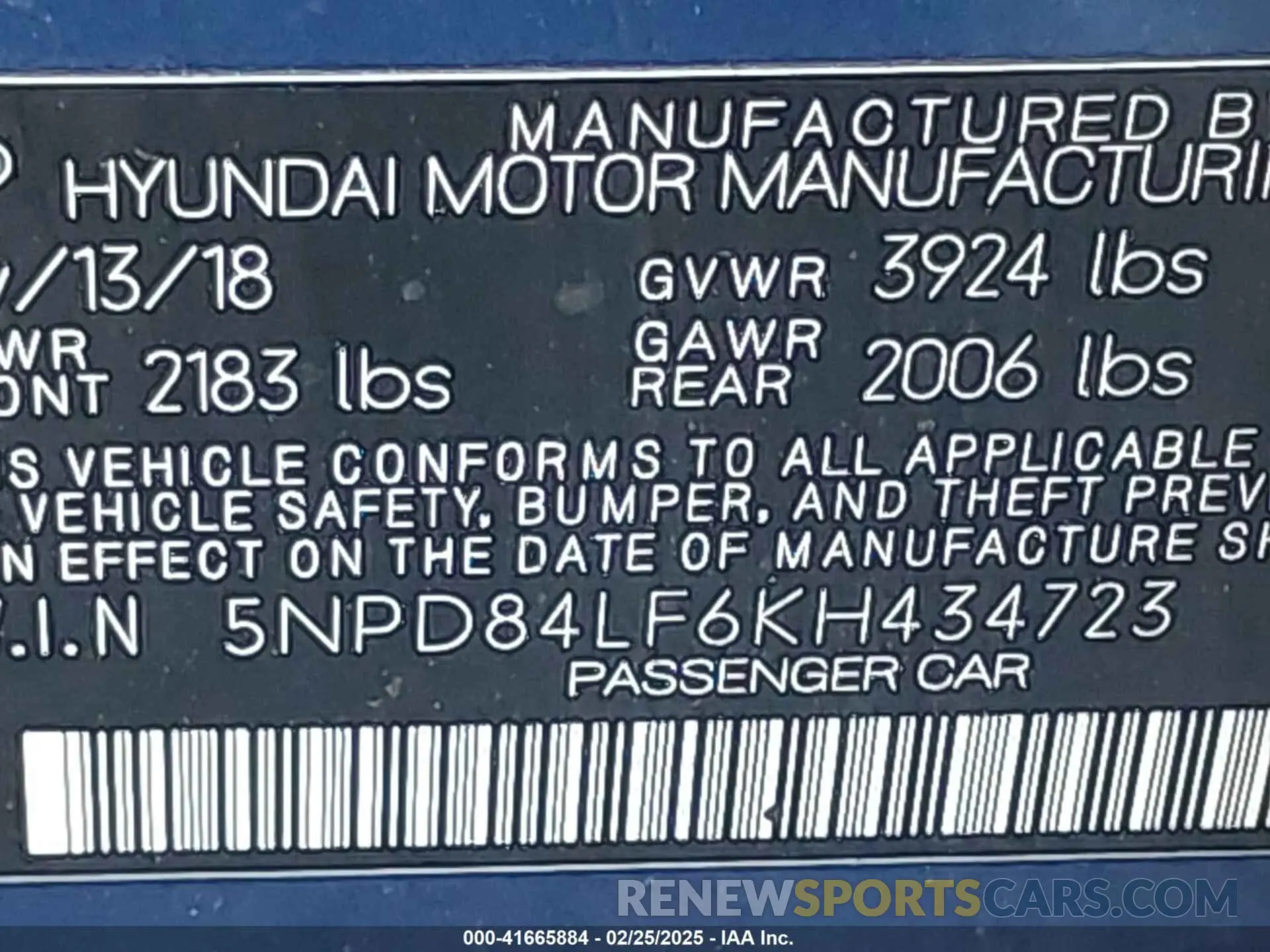 9 fotografías del automóvil dañado 5NPD84LF6KH434723 HYUNDAI ELANTRA 2019