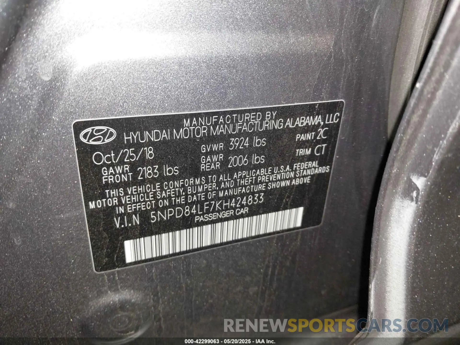 9 fotografías del automóvil dañado 5NPD84LF7KH424833 HYUNDAI ELANTRA 2019