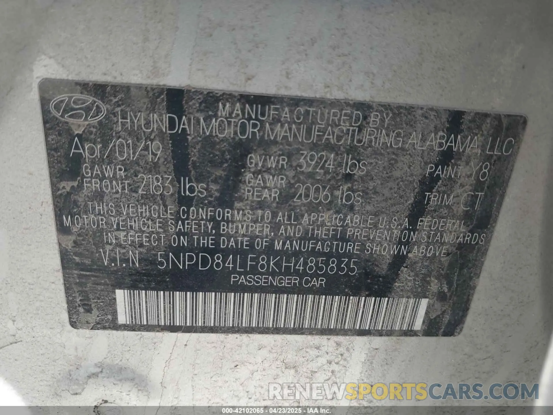 9 fotografías del automóvil dañado 5NPD84LF8KH485835 HYUNDAI ELANTRA 2019