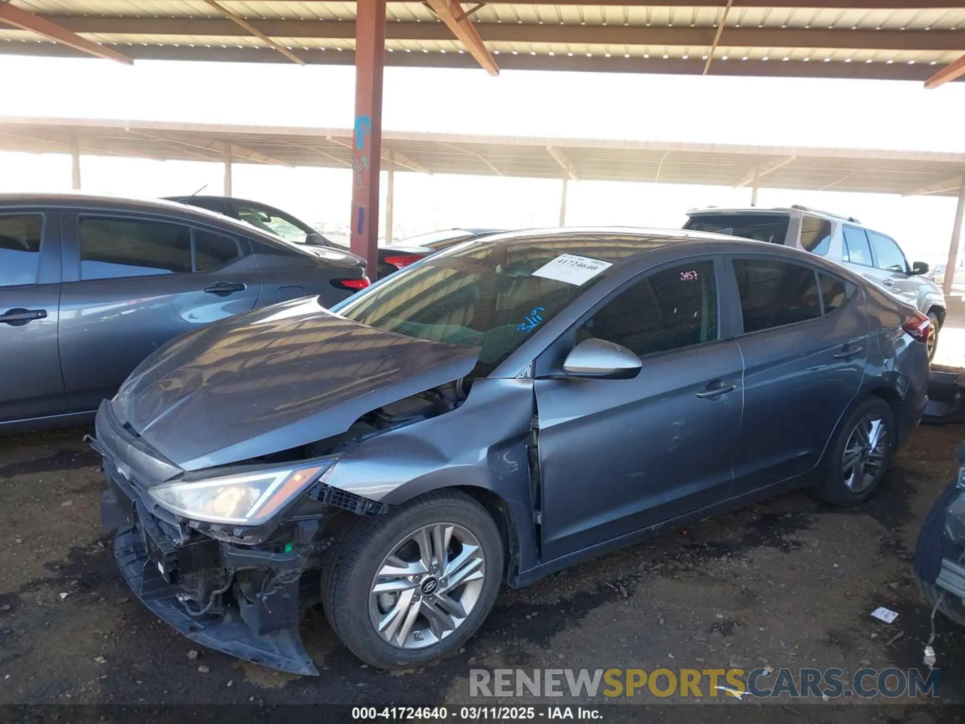 15 fotografías del automóvil dañado KMHD84LF8KU816835 HYUNDAI ELANTRA 2019