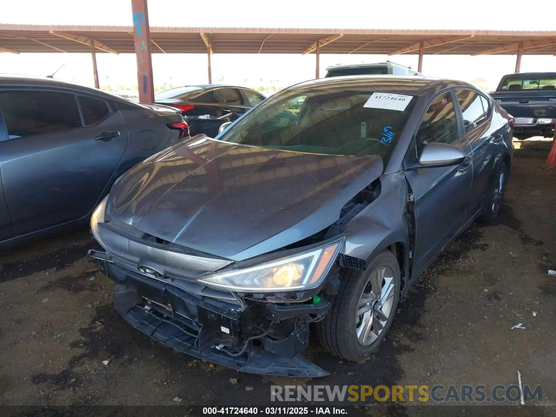 2 fotografías del automóvil dañado KMHD84LF8KU816835 HYUNDAI ELANTRA 2019