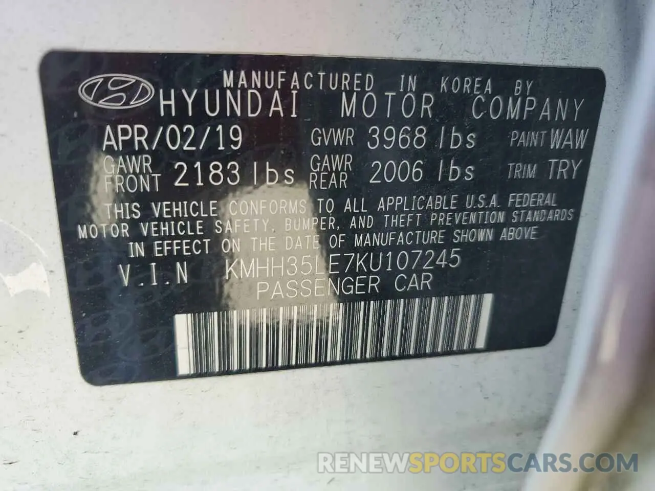 13 fotografías del automóvil dañado KMHH35LE7KU107245 HYUNDAI ELANTRA 2019