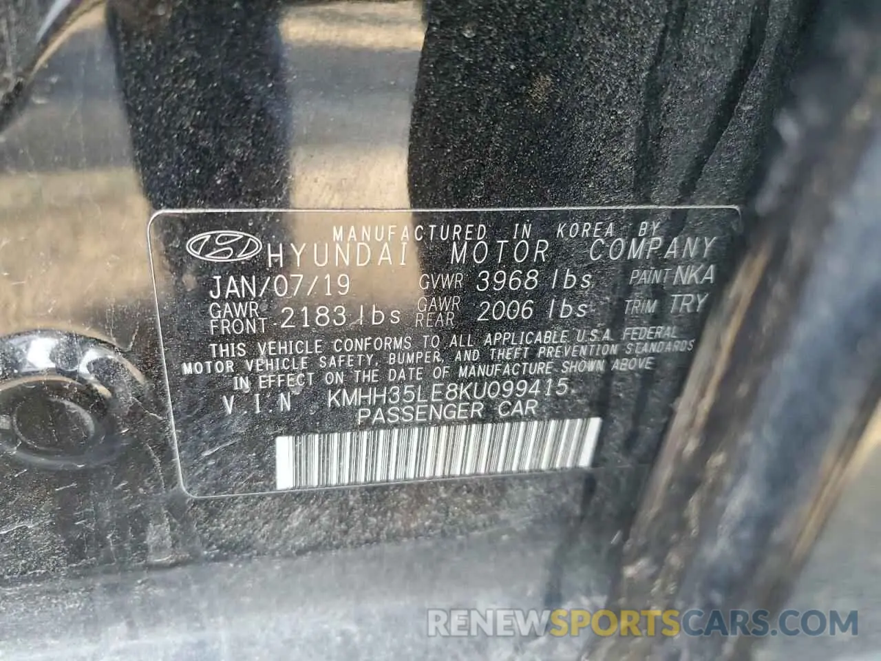 14 fotografías del automóvil dañado KMHH35LE8KU099415 HYUNDAI ELANTRA 2019
