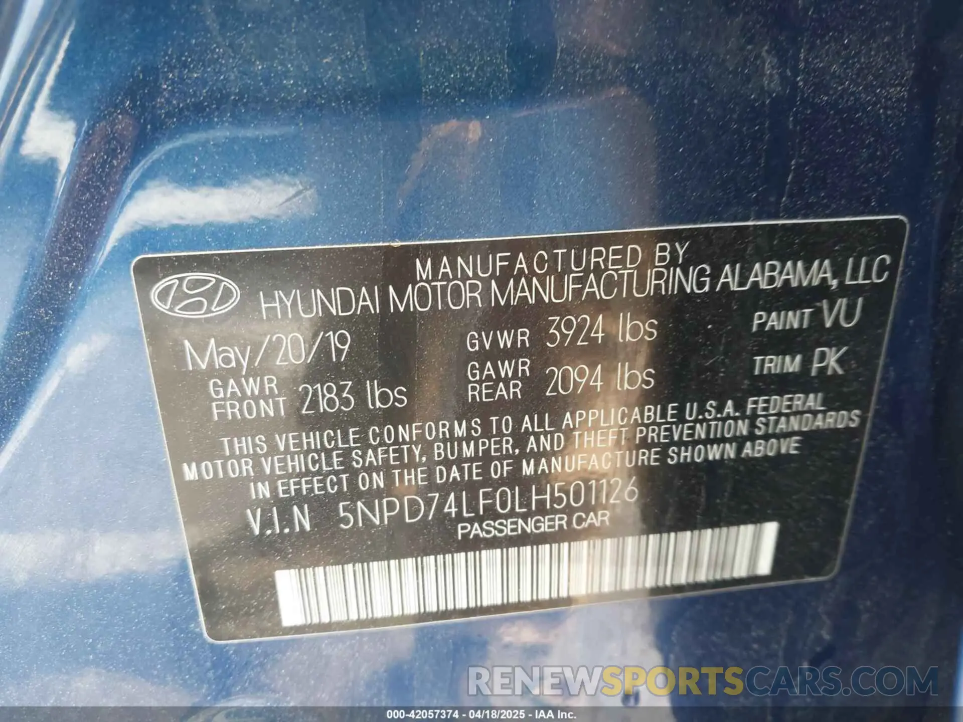 9 fotografías del automóvil dañado 5NPD74LF0LH501126 HYUNDAI ELANTRA 2020