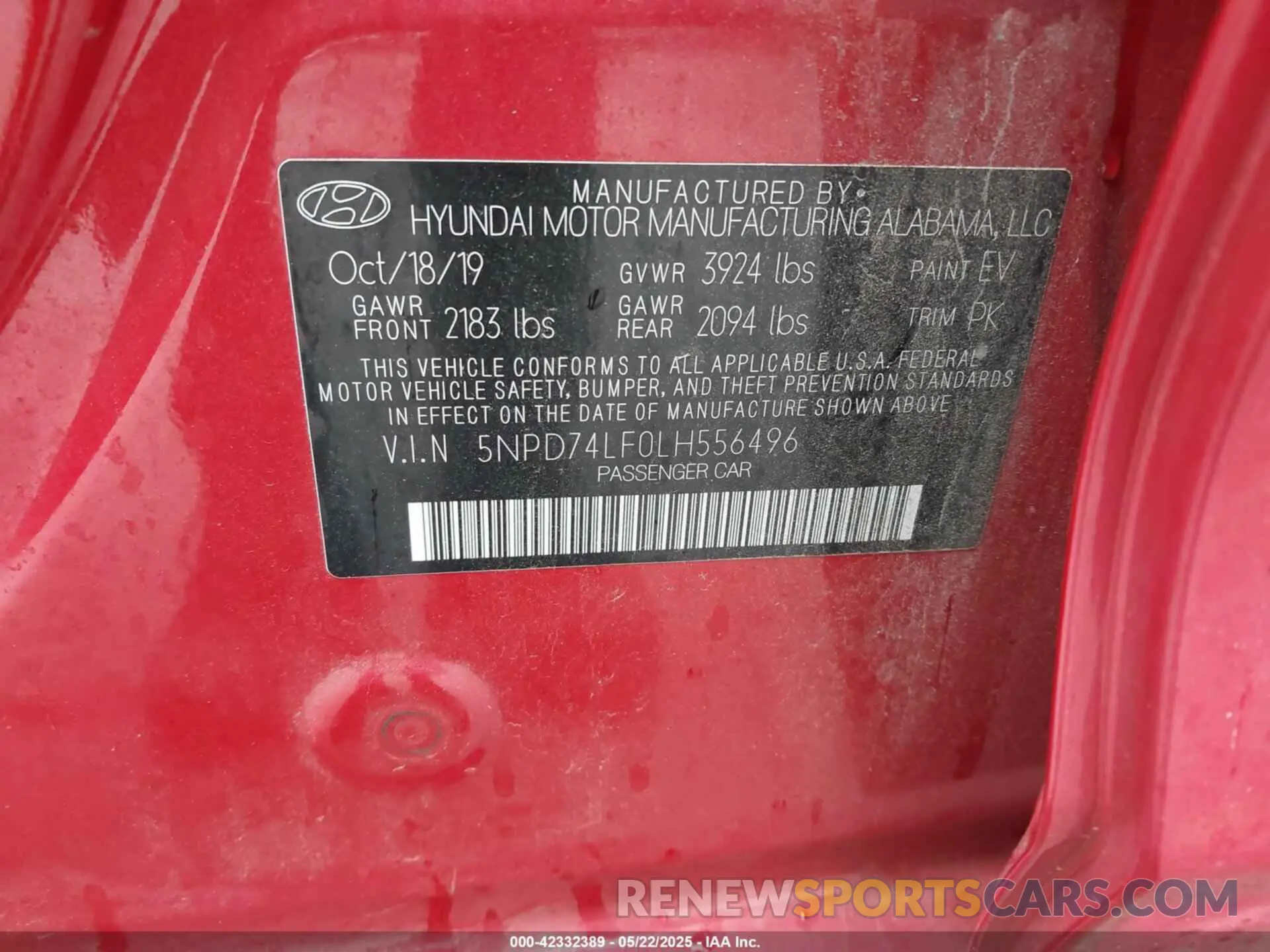 9 fotografías del automóvil dañado 5NPD74LF0LH556496 HYUNDAI ELANTRA 2020