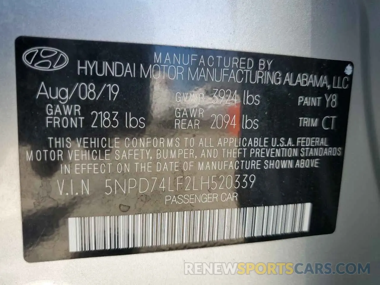 13 fotografías del automóvil dañado 5NPD74LF2LH520339 HYUNDAI ELANTRA 2020