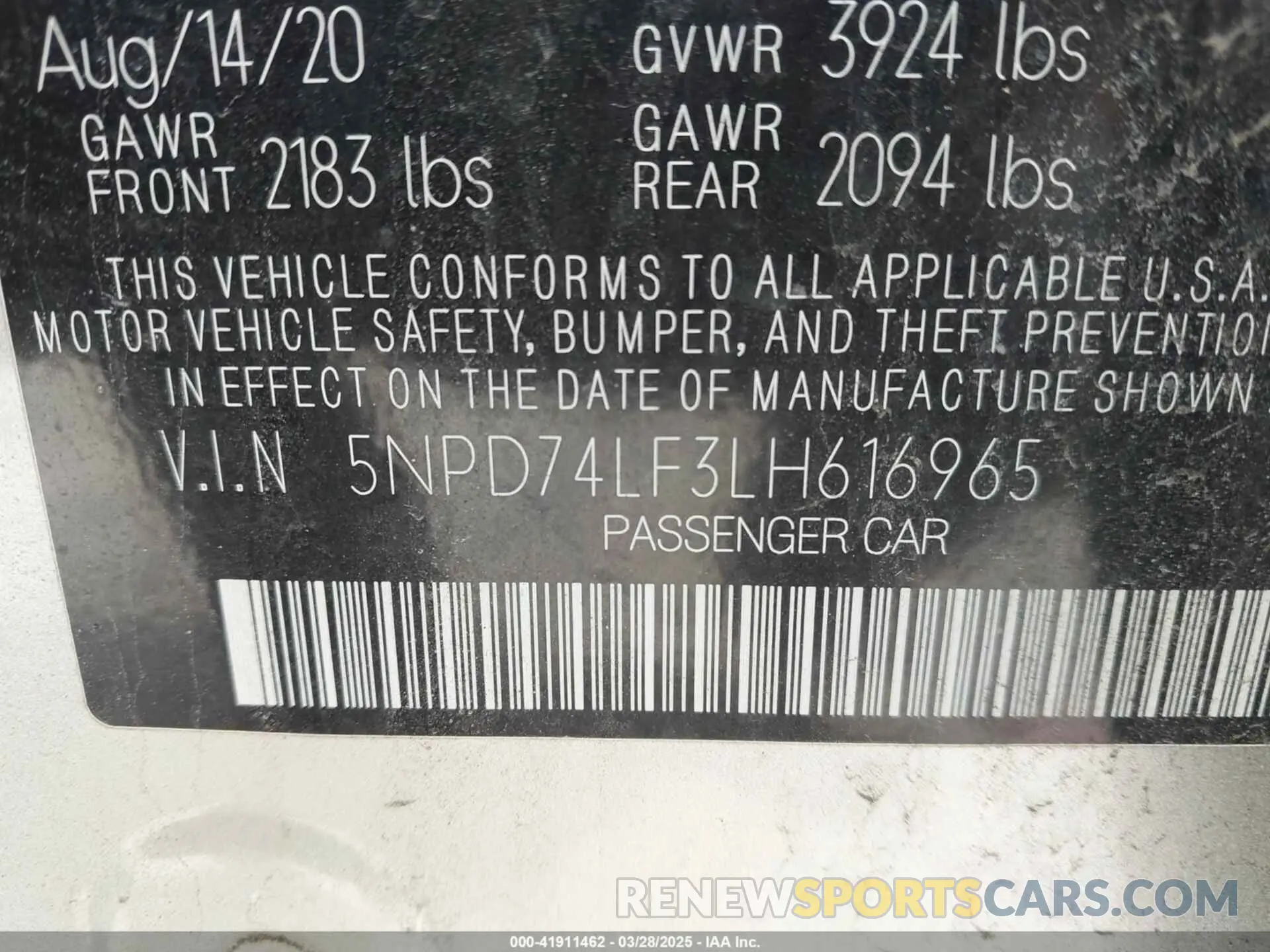 9 fotografías del automóvil dañado 5NPD74LF3LH616965 HYUNDAI ELANTRA 2020