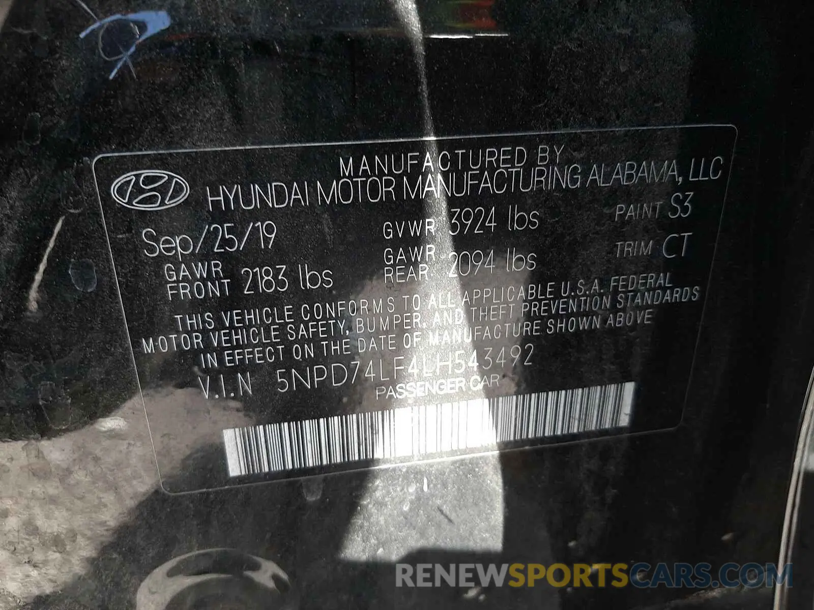 10 fotografías del automóvil dañado 5NPD74LF4LH543492 HYUNDAI ELANTRA 2020