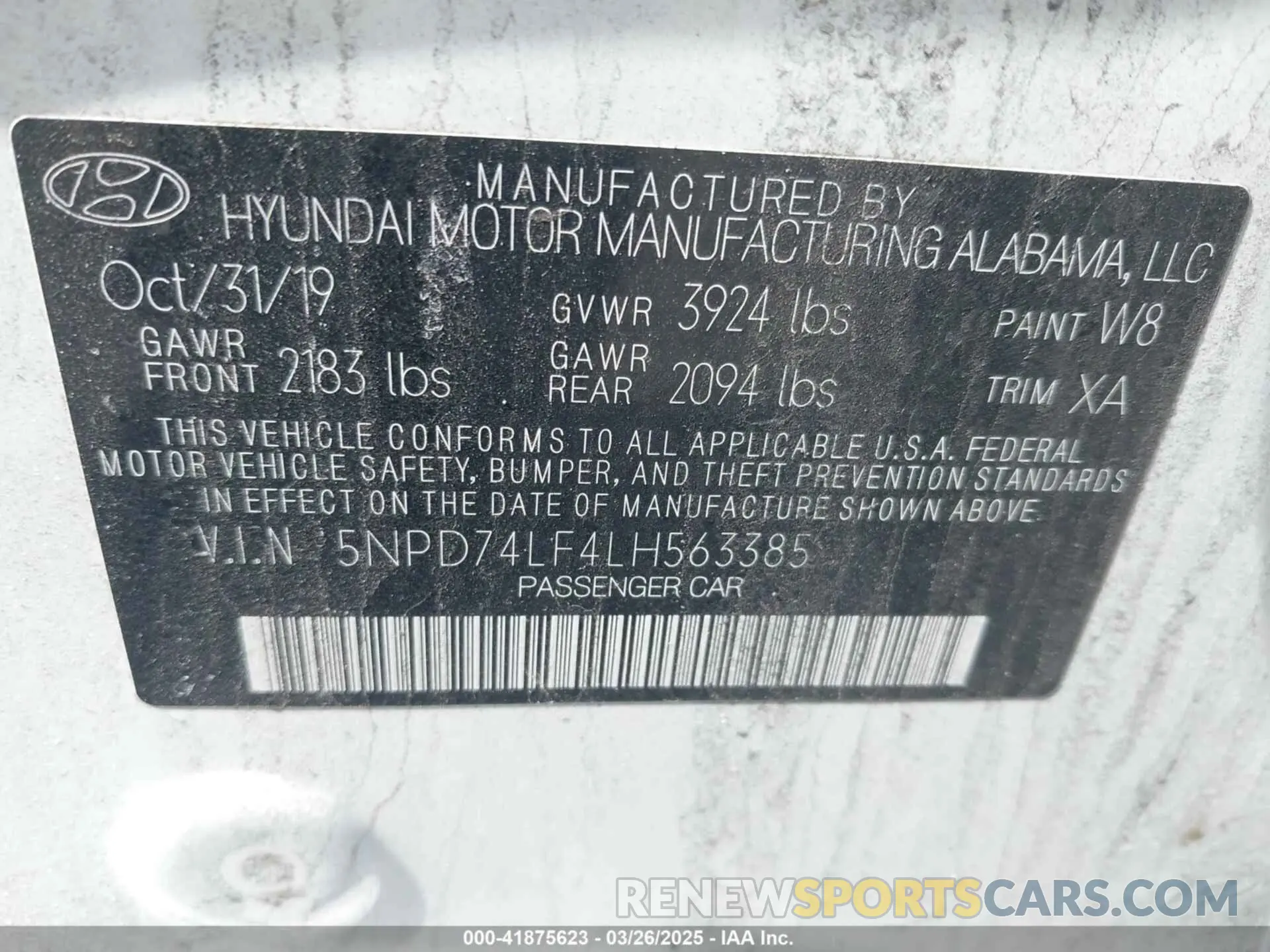 9 fotografías del automóvil dañado 5NPD74LF4LH563385 HYUNDAI ELANTRA 2020
