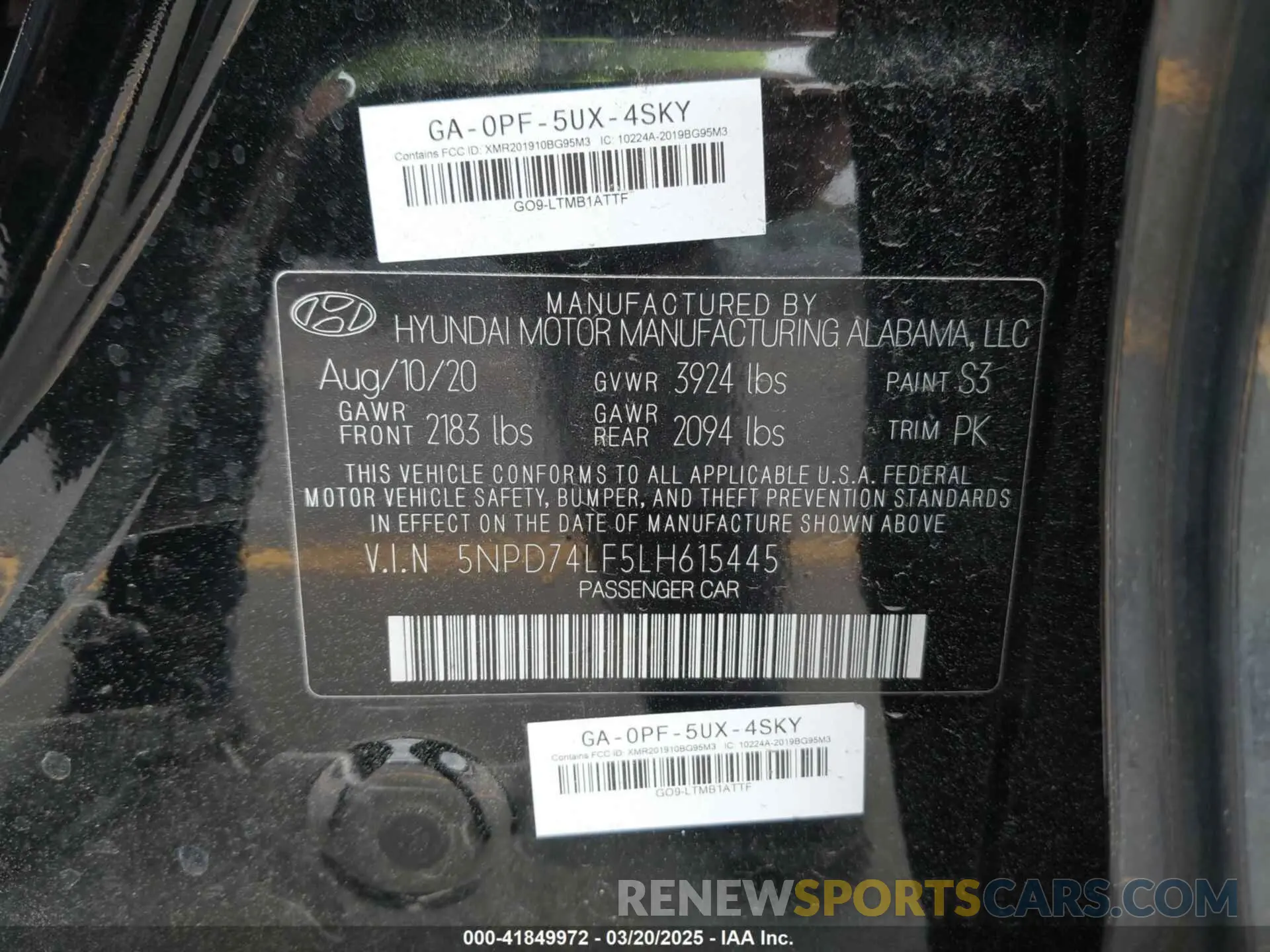 9 fotografías del automóvil dañado 5NPD74LF5LH615445 HYUNDAI ELANTRA 2020