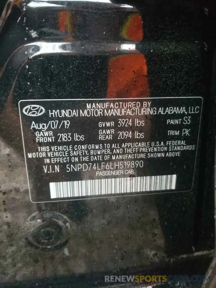 13 fotografías del automóvil dañado 5NPD74LF6LH519890 HYUNDAI ELANTRA 2020