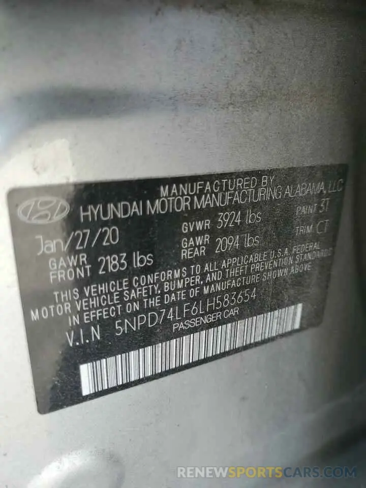 13 fotografías del automóvil dañado 5NPD74LF6LH583654 HYUNDAI ELANTRA 2020
