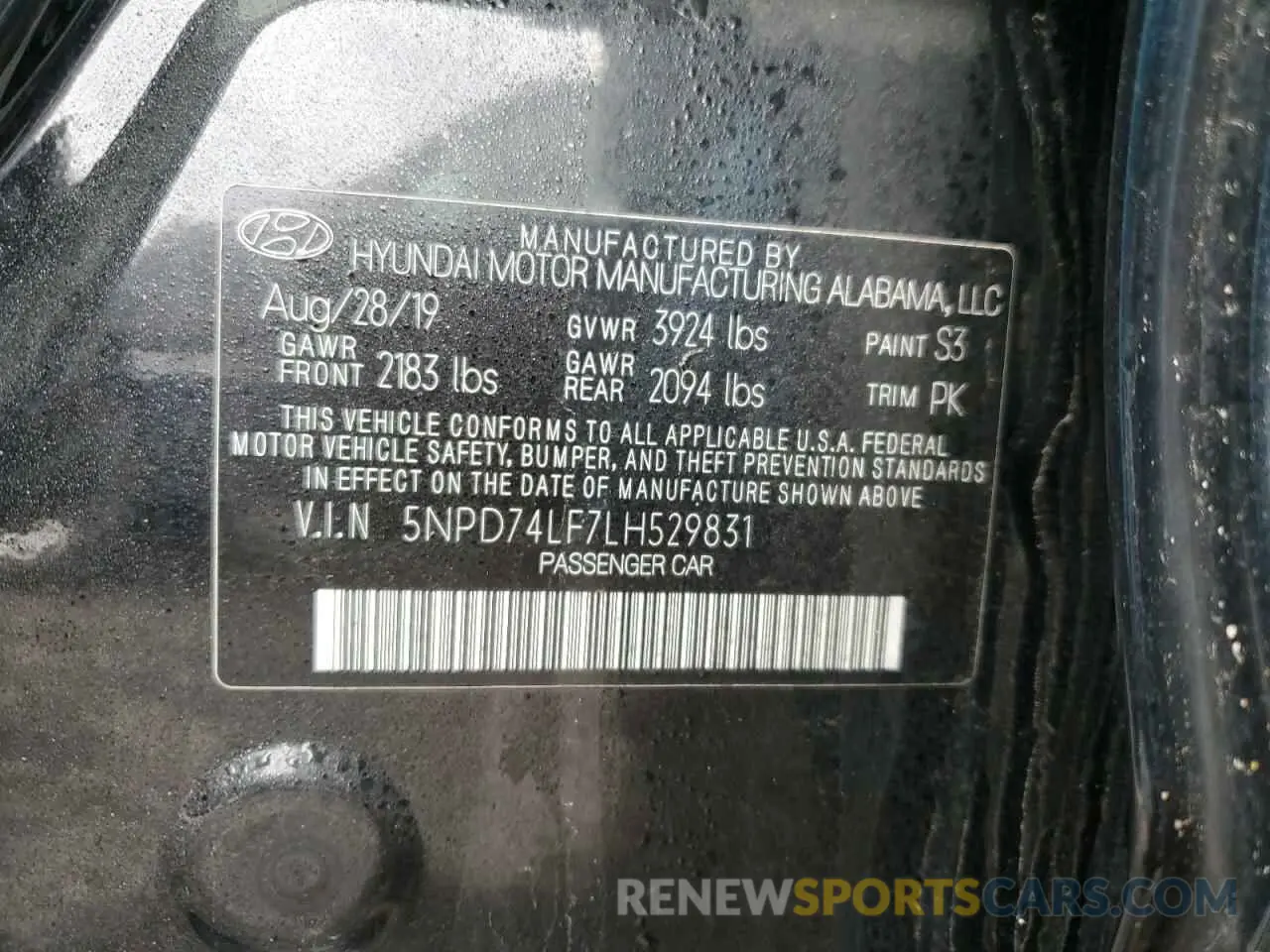 12 fotografías del automóvil dañado 5NPD74LF7LH529831 HYUNDAI ELANTRA 2020