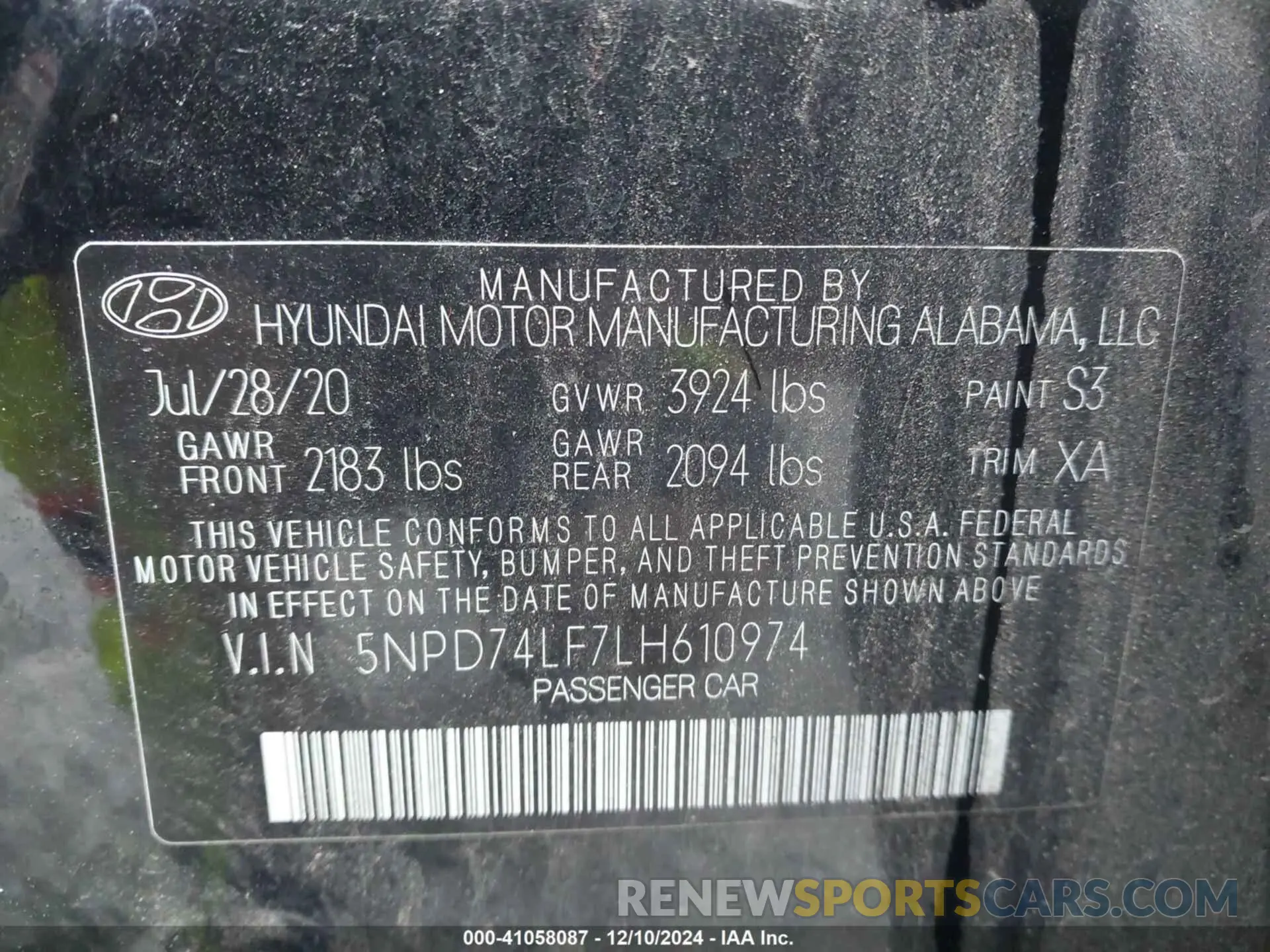 9 fotografías del automóvil dañado 5NPD74LF7LH610974 HYUNDAI ELANTRA 2020