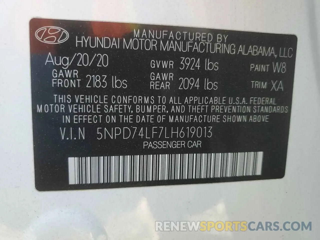 12 fotografías del automóvil dañado 5NPD74LF7LH619013 HYUNDAI ELANTRA 2020