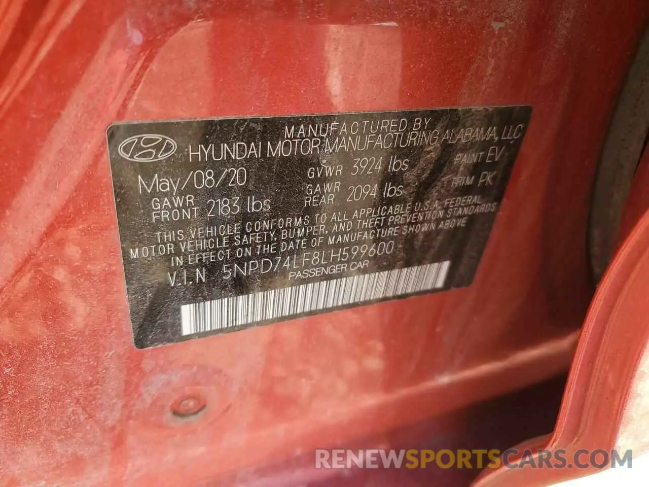 15 fotografías del automóvil dañado 5NPD74LF8LH599600 HYUNDAI ELANTRA 2020
