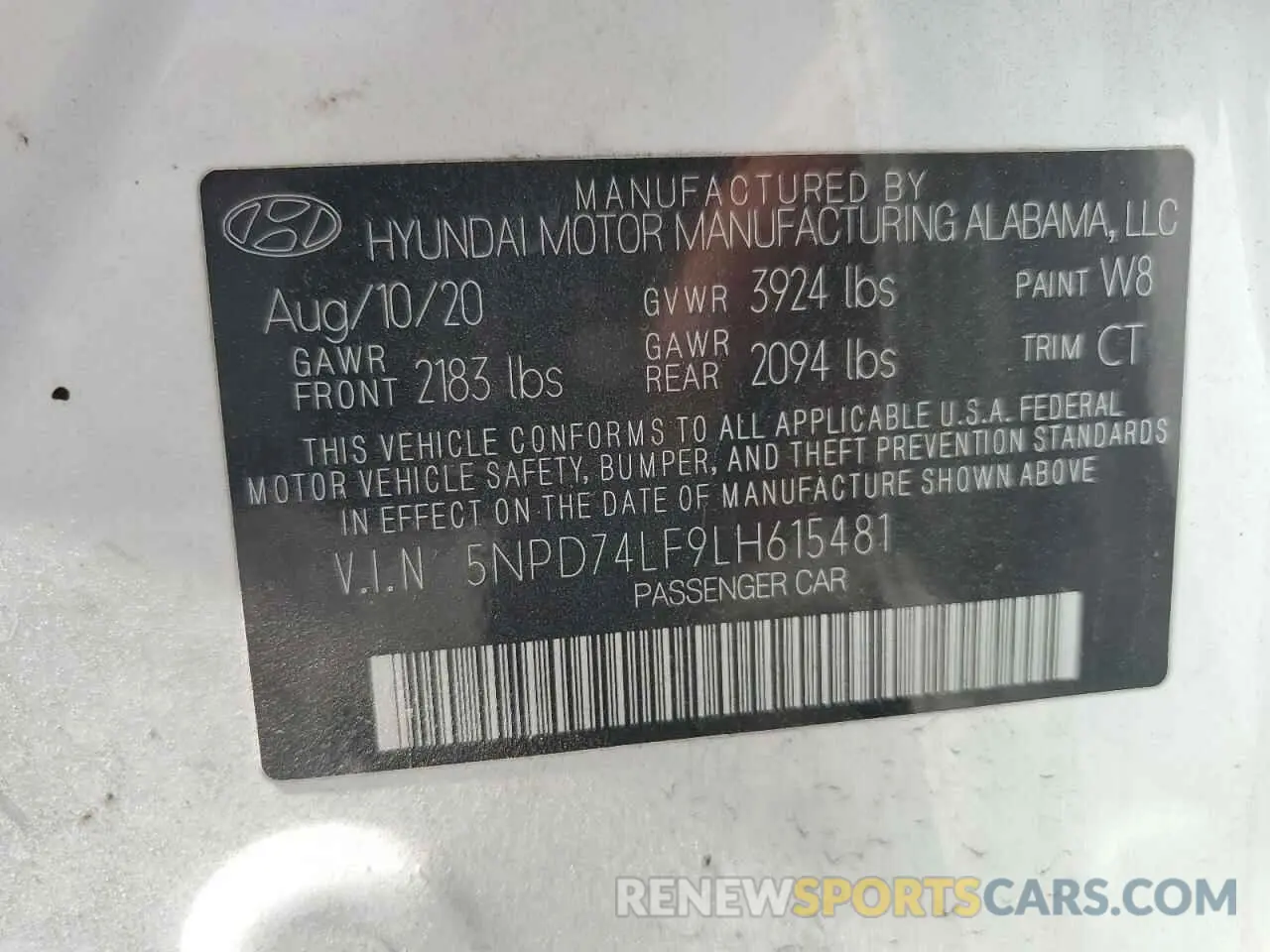 13 fotografías del automóvil dañado 5NPD74LF9LH615481 HYUNDAI ELANTRA 2020