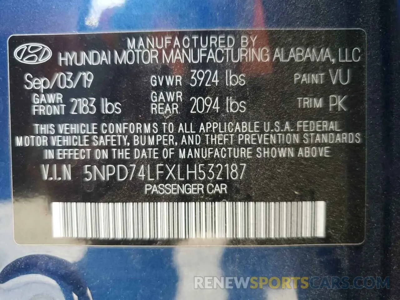 12 fotografías del automóvil dañado 5NPD74LFXLH532187 HYUNDAI ELANTRA 2020