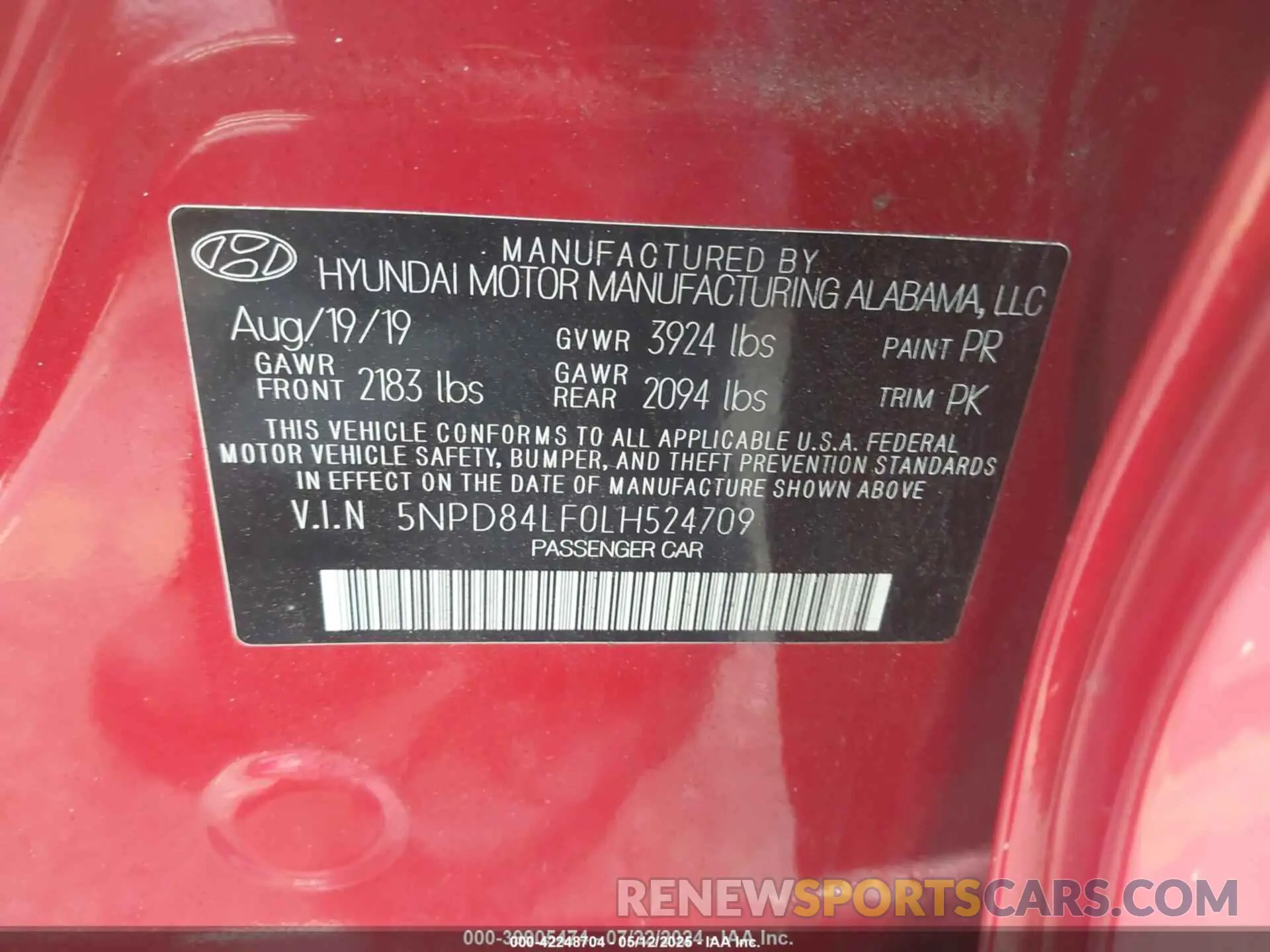9 fotografías del automóvil dañado 5NPD84LF0LH524709 HYUNDAI ELANTRA 2020