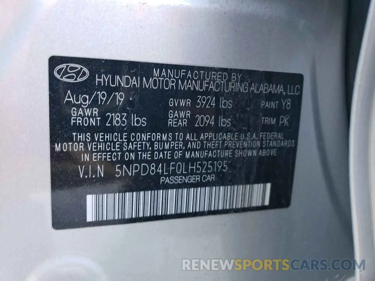 13 fotografías del automóvil dañado 5NPD84LF0LH525195 HYUNDAI ELANTRA 2020