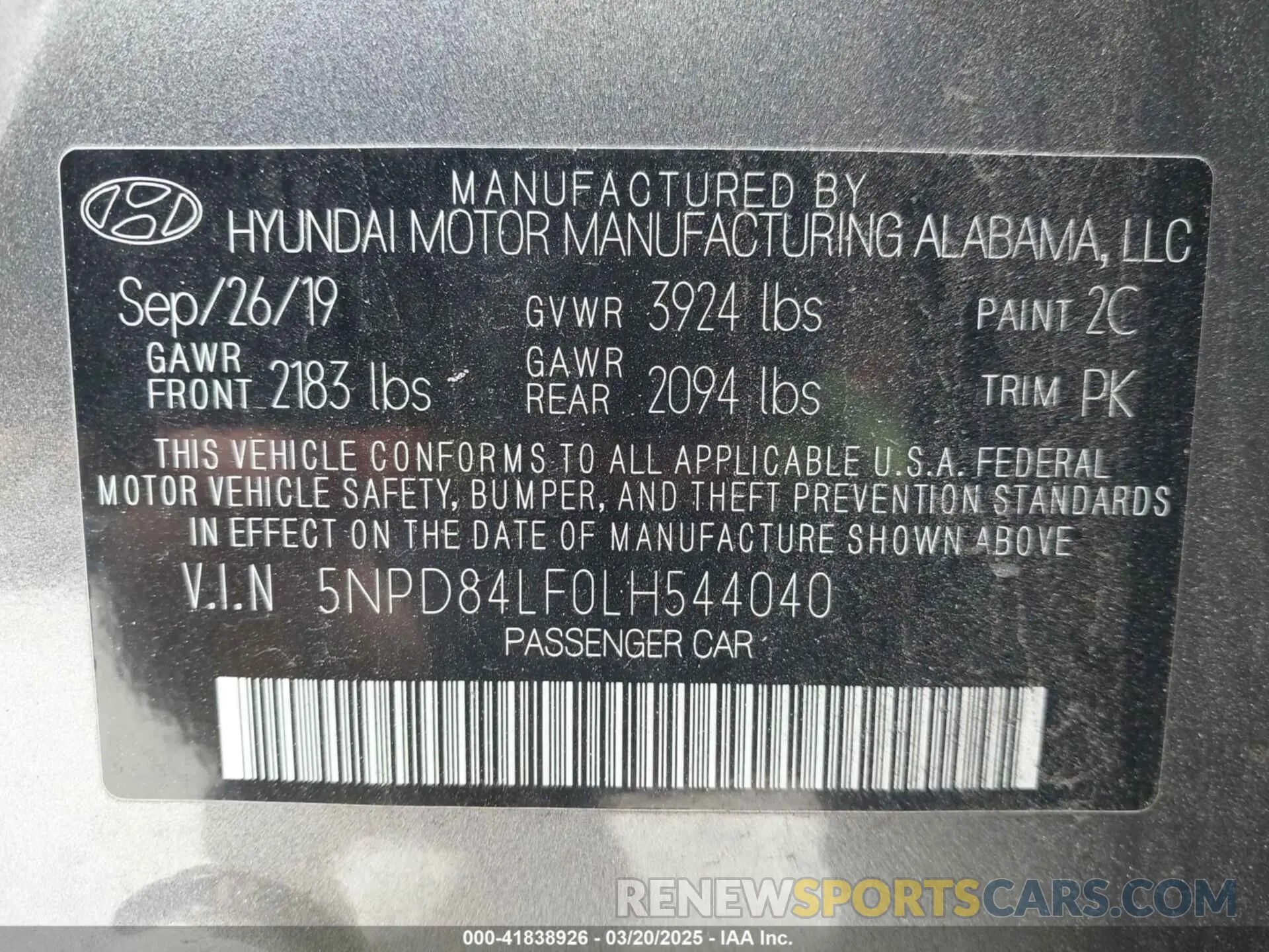 9 fotografías del automóvil dañado 5NPD84LF0LH544040 HYUNDAI ELANTRA 2020
