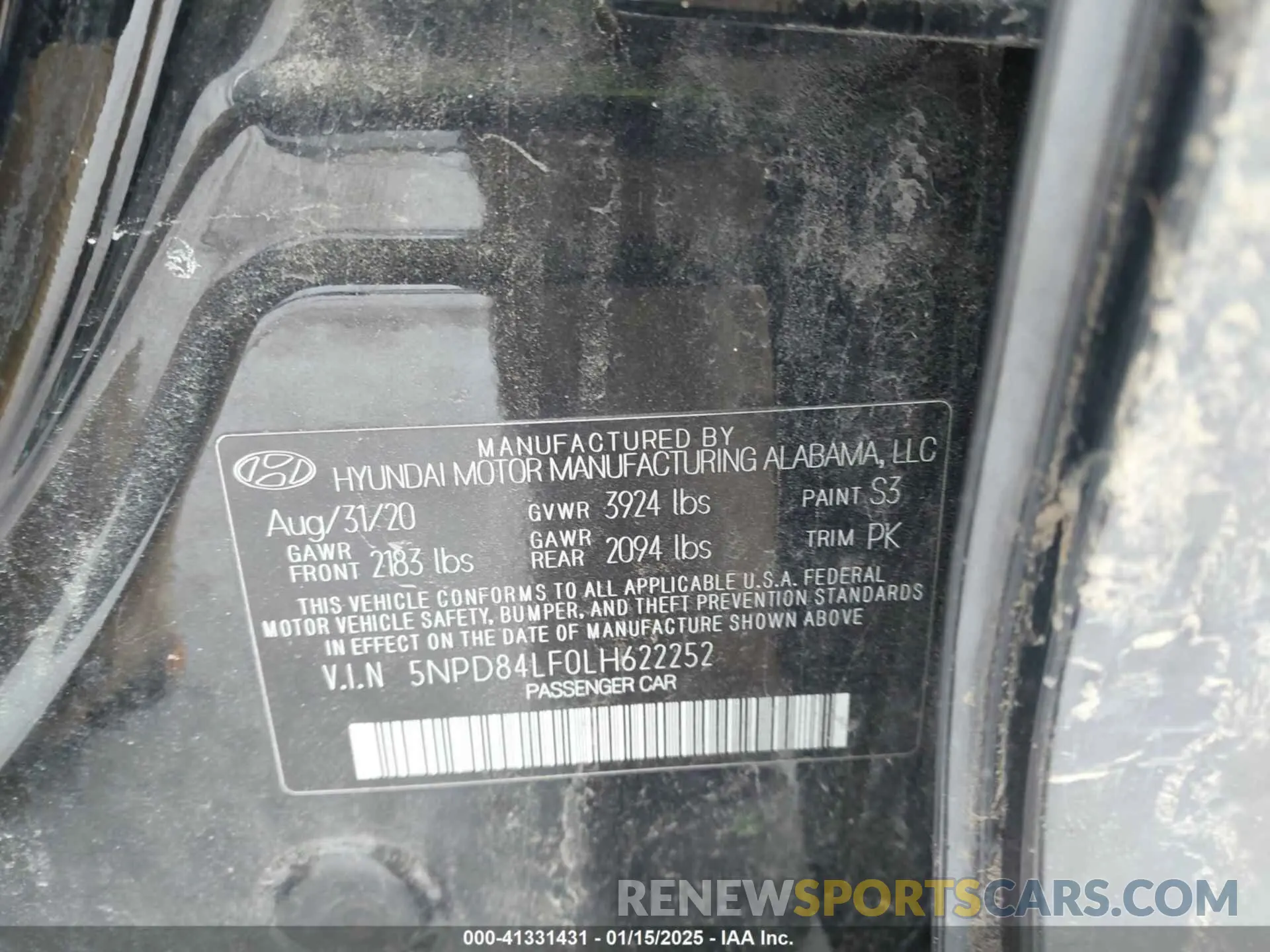 9 fotografías del automóvil dañado 5NPD84LF0LH622252 HYUNDAI ELANTRA 2020