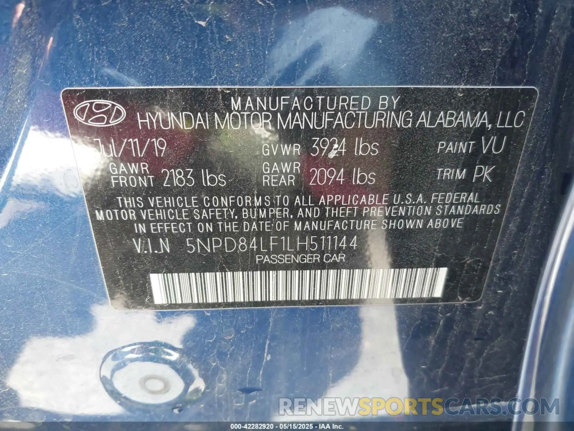 9 fotografías del automóvil dañado 5NPD84LF1LH511144 HYUNDAI ELANTRA 2020