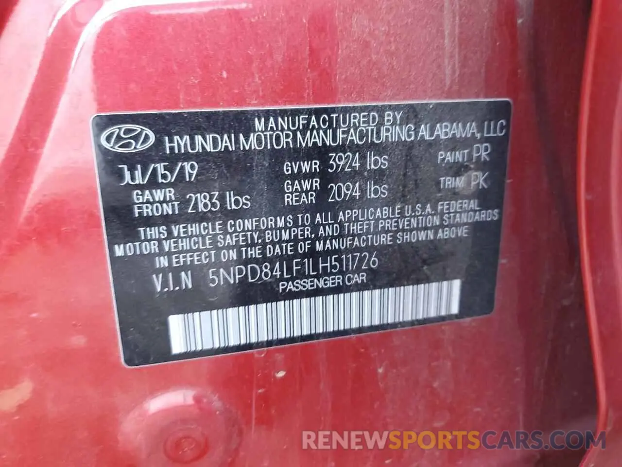 14 fotografías del automóvil dañado 5NPD84LF1LH511726 HYUNDAI ELANTRA 2020