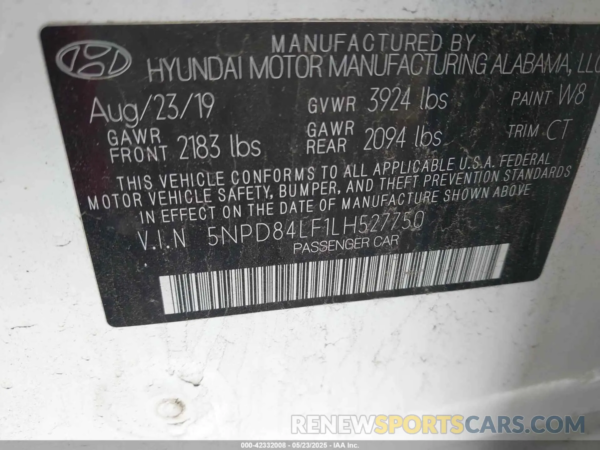 9 fotografías del automóvil dañado 5NPD84LF1LH527750 HYUNDAI ELANTRA 2020