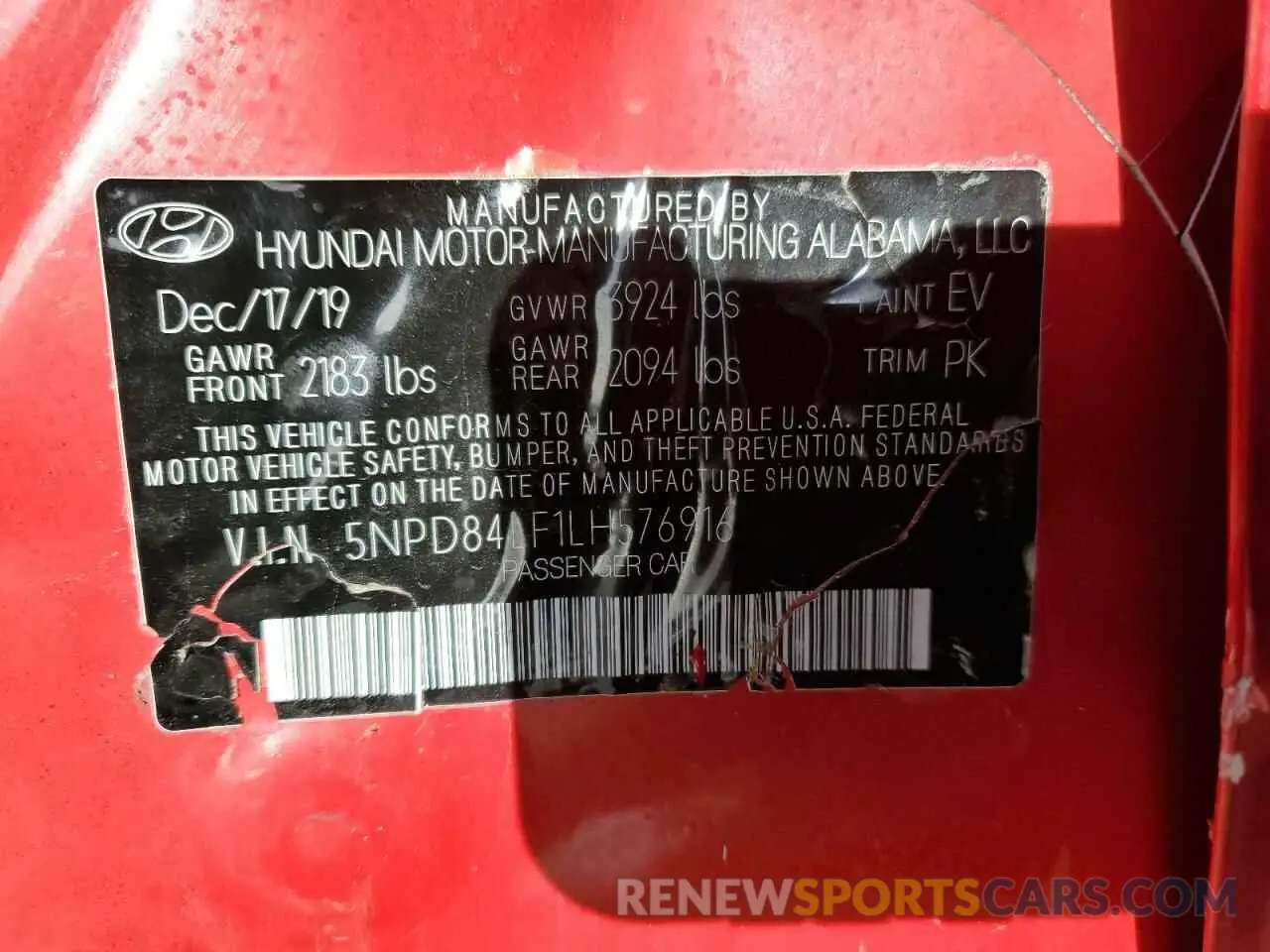 12 fotografías del automóvil dañado 5NPD84LF1LH576916 HYUNDAI ELANTRA 2020