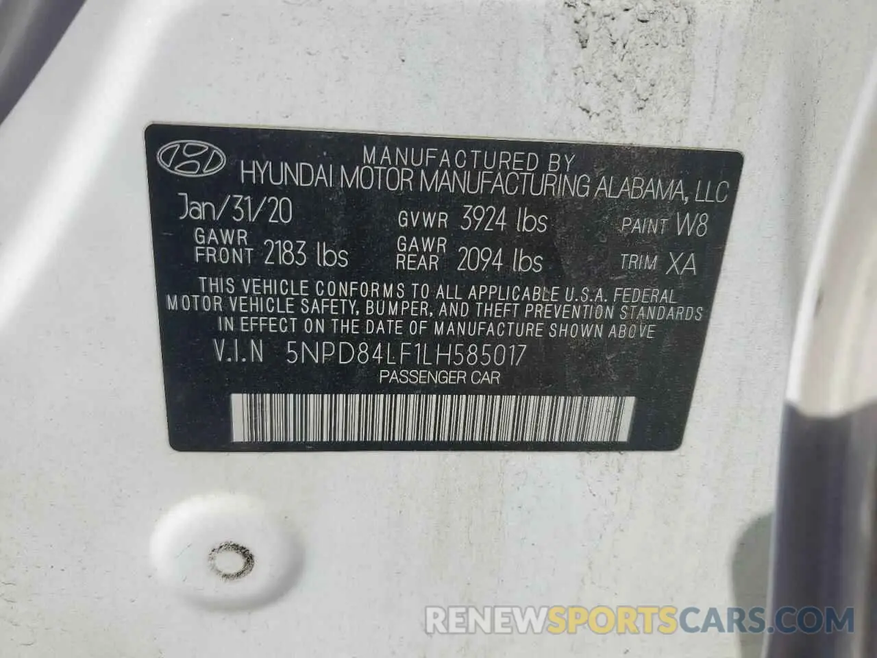 13 fotografías del automóvil dañado 5NPD84LF1LH585017 HYUNDAI ELANTRA 2020