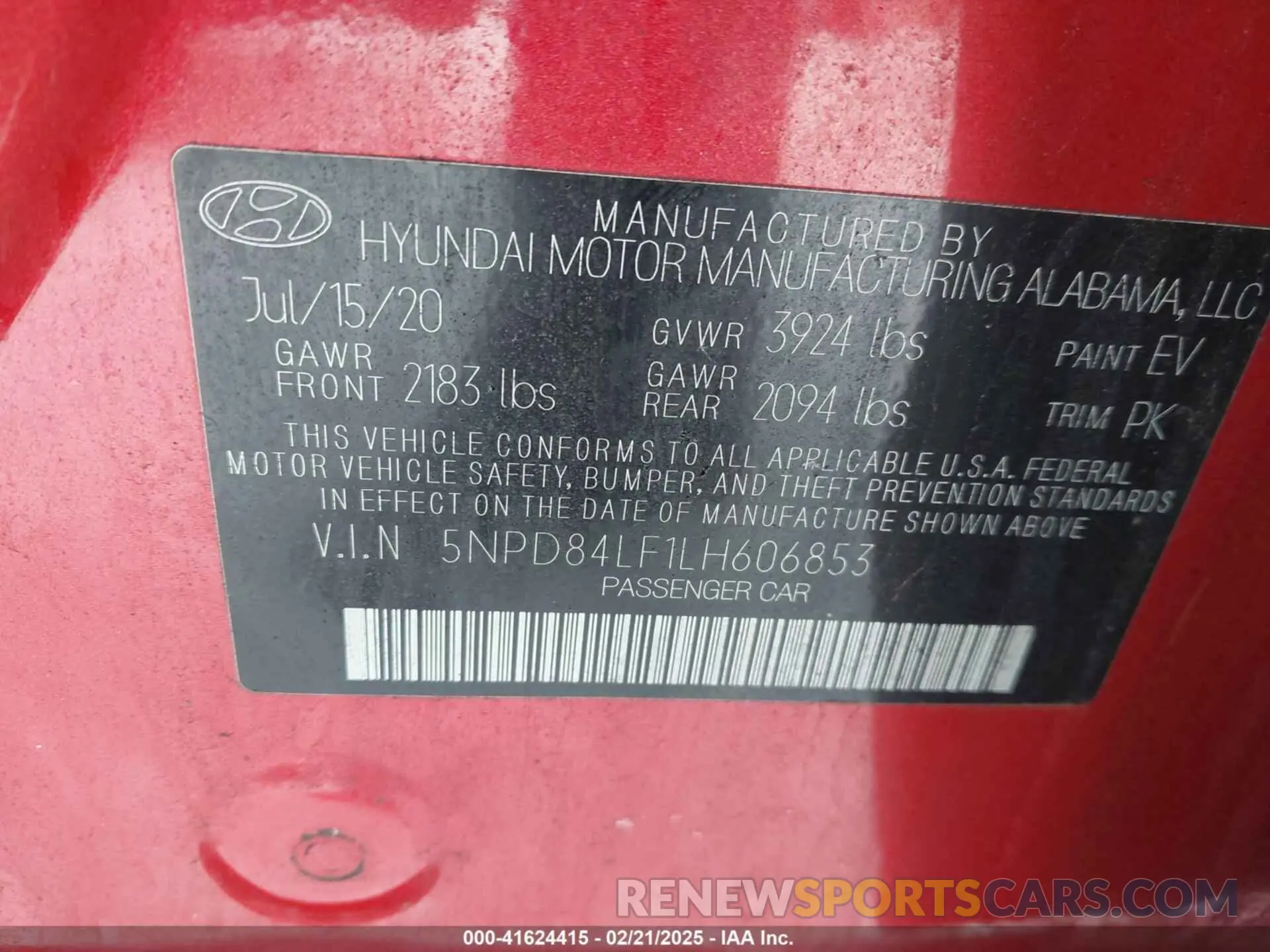 9 fotografías del automóvil dañado 5NPD84LF1LH606853 HYUNDAI ELANTRA 2020