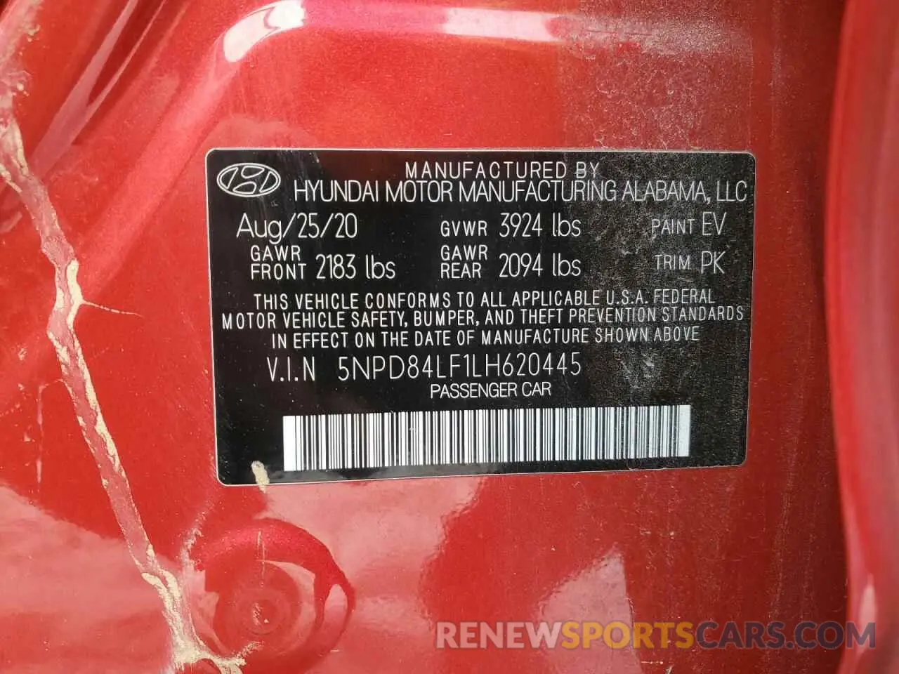 12 fotografías del automóvil dañado 5NPD84LF1LH620445 HYUNDAI ELANTRA 2020