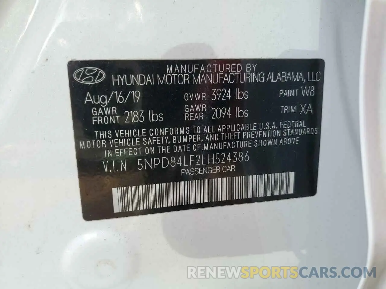 12 fotografías del automóvil dañado 5NPD84LF2LH524386 HYUNDAI ELANTRA 2020