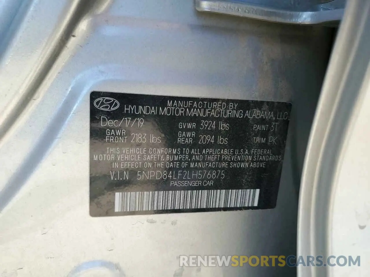 12 fotografías del automóvil dañado 5NPD84LF2LH576875 HYUNDAI ELANTRA 2020