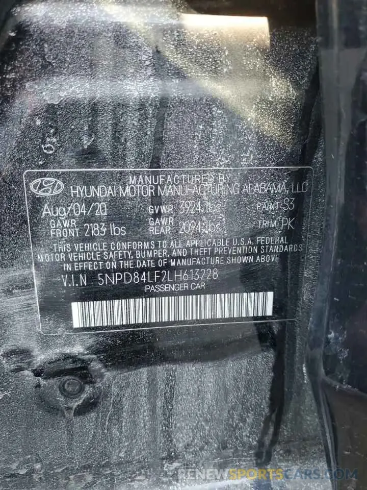 12 fotografías del automóvil dañado 5NPD84LF2LH613228 HYUNDAI ELANTRA 2020