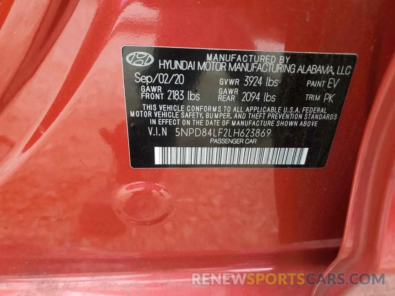 15 fotografías del automóvil dañado 5NPD84LF2LH623869 HYUNDAI ELANTRA 2020